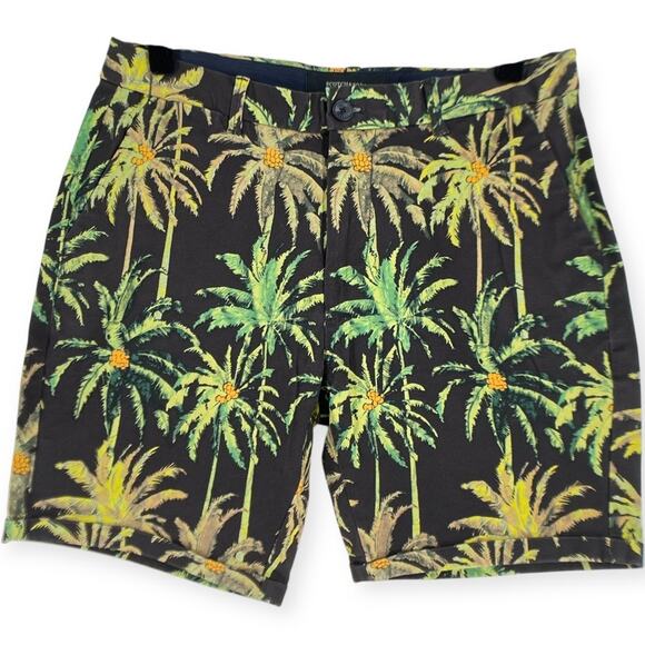 Scotch & Soda Mens Cuffed Chino Hawaiian Tropical Palm Trees Flat Front 29 - Picture 1 of 9